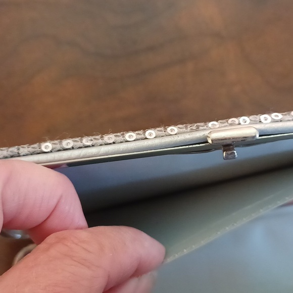 Silver Sequins clutch wallet with Snap closure 5795 - Picture 8 of 9